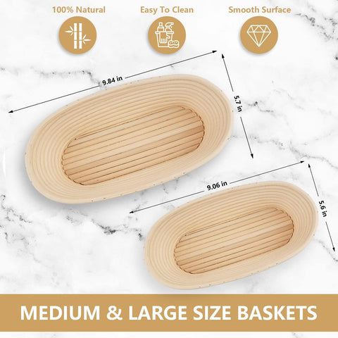 RFAQK Bread Proofing Baskets for Sourdough & Sourdough Kit, 10 inch Oval