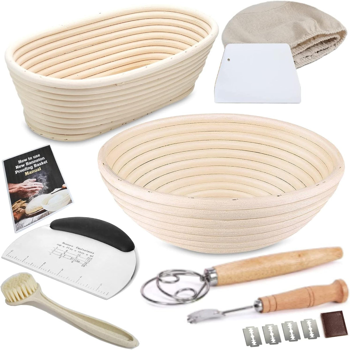 RFAQK Bread Proofing Baskets for Sourdough & Sourdough Kit, Round and Oval ( UPC: 198168520093 )