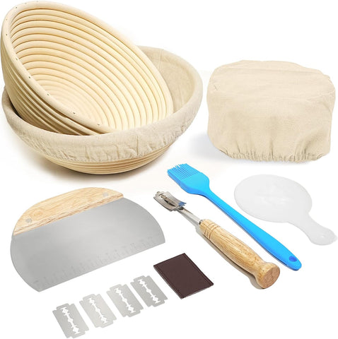 RFAQK Bread Proofing Baskets for Sourdough & Sourdough Kit, 9 inch Round 2 PACK ( UPC: 198168537329 )