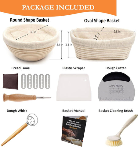 RFAQK Bread Proofing Baskets for Sourdough & Sourdough Kit, Round and Oval ( UPC: 198168520093 )