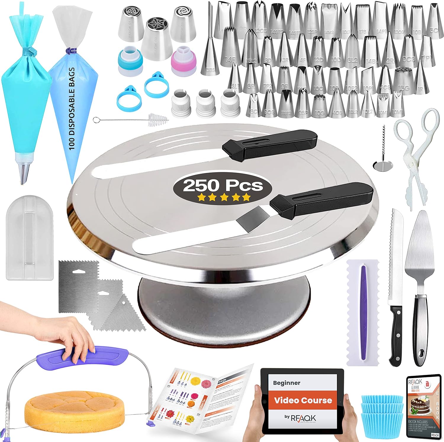 250 PCs Aluminum RFAQK Cake Decorating Kit Order Now!