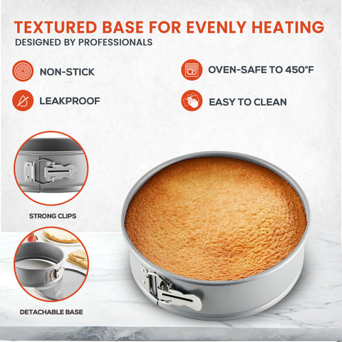 Bakeware Springform Baking Pan, Round Nonstick Cheesecake Pan - 9 Inch, Gray