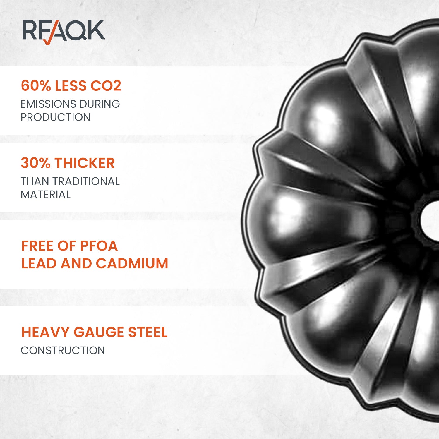9 inch Non-Stick Cake Pans, 12 Cups Premium Fluted Pans for baking, Heavy Duty Carbon Steel Tube Baking Mold, Gray