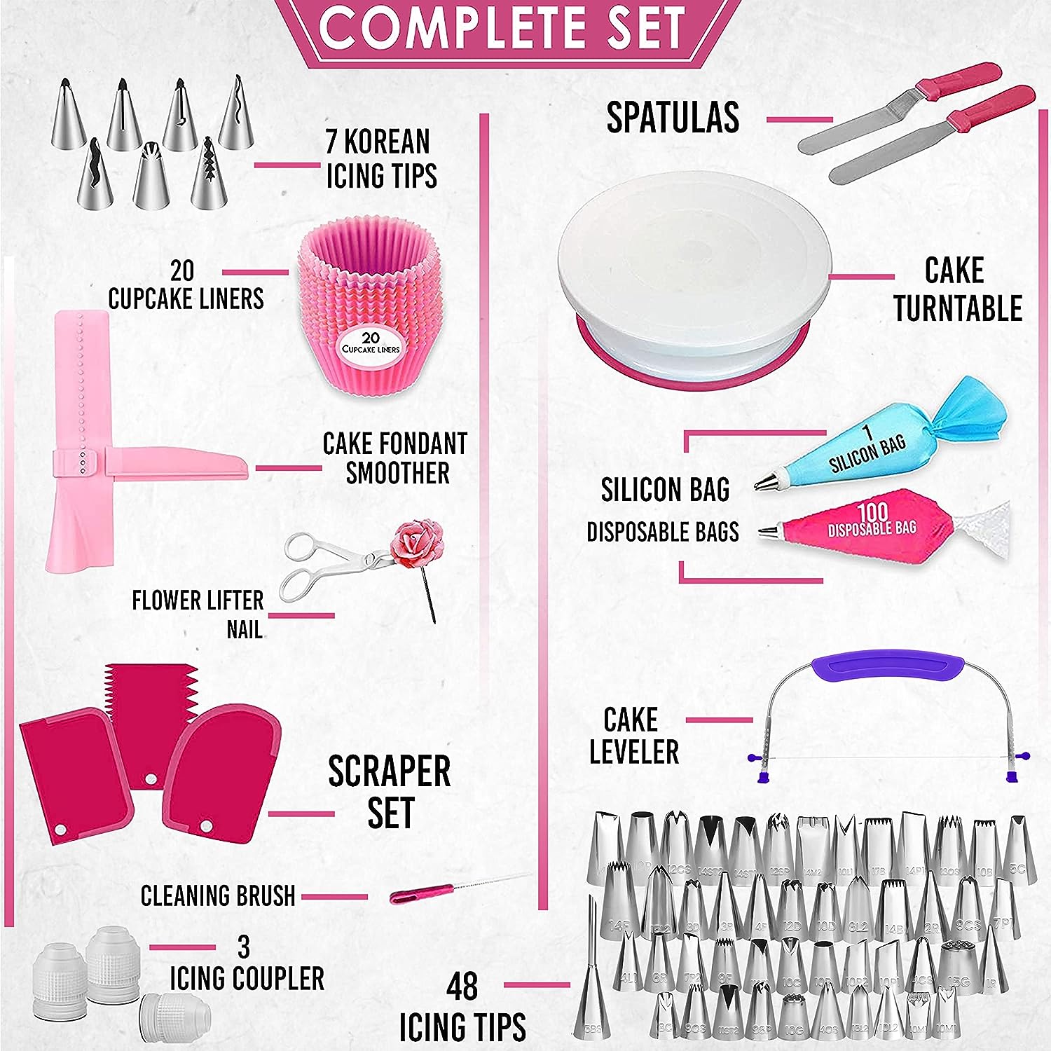 200 Pcs RFAQK Cake Decorating Kit