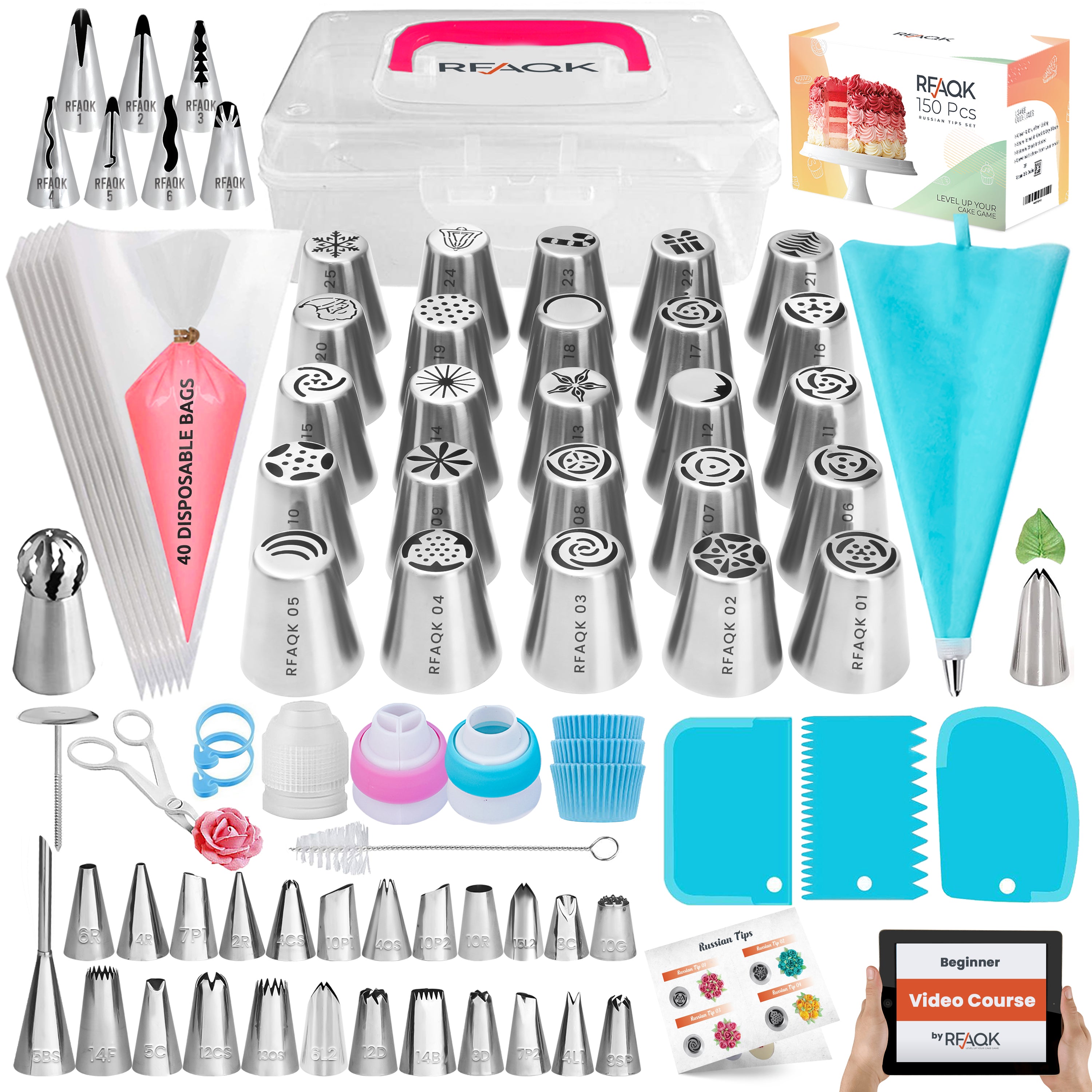RFAQK 100Pcs Cake Turntable Set - Cake Decorating Supplies Kit with 30  Piping Bags, 12 Numbered Icing Tips, 50 Cupcake Liners, Cake Decorating  Tools