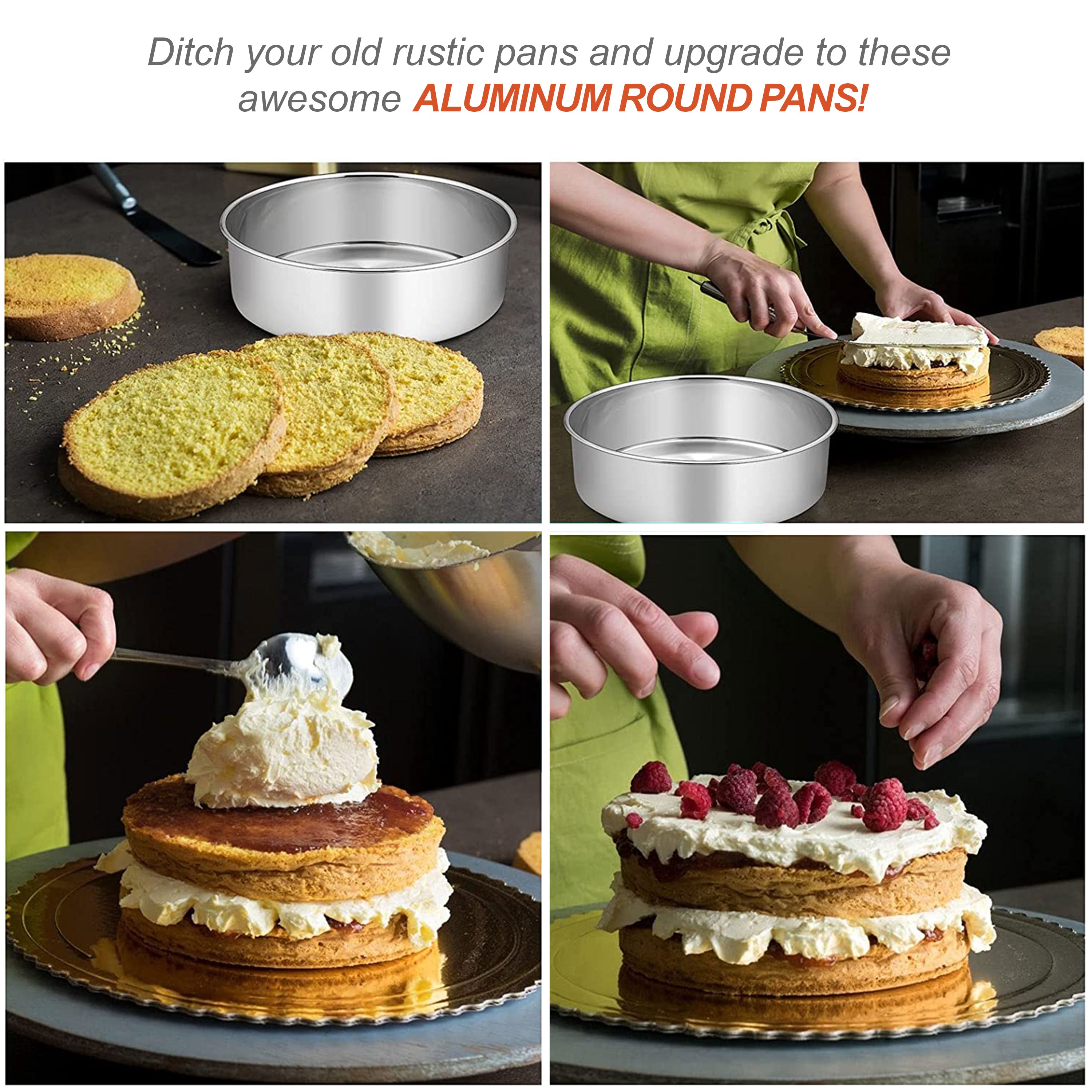 RFAQK 100pcs Cake Pan Sets for Baking + Cake Decorating Kit: 3 Non-Stick Springform Pans Set (4, 7, 9 inches), Piping Tips, Cake Leveler –