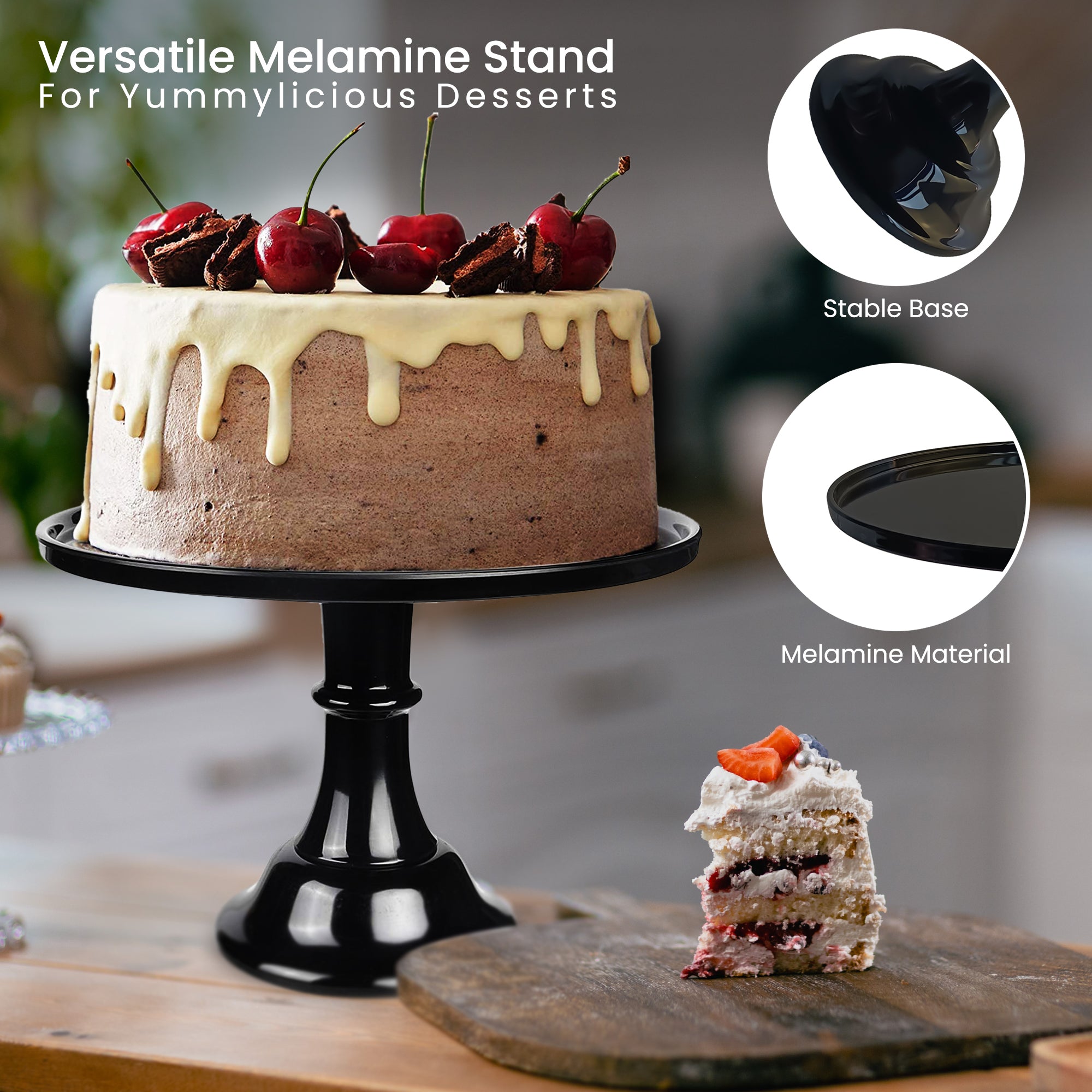 Melamine Cake Stands Black (9 inches) -RFAQK