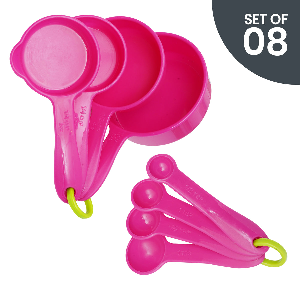 Pink Measuring Cups and Spoons Set - Sturdy 8PC Pink & Gold Measuring —  CHIMIYA